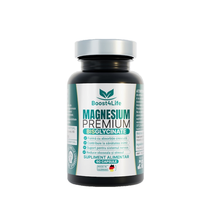 res_48c2239a7669302764b5605100cf47df Magneziu Bisglicinat / Glicinat PREMIUM, Boost4Life, 60 capsule vegane, 815mg/magneziu bisglicinat